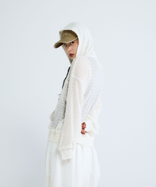 JEANASIS（ジーナシス）の「レースシアーZIPパーカーブルゾン/661793（パーカー・レディース・ライトブルー/ブラック/ホワイト・FREE）」の21枚目の写真