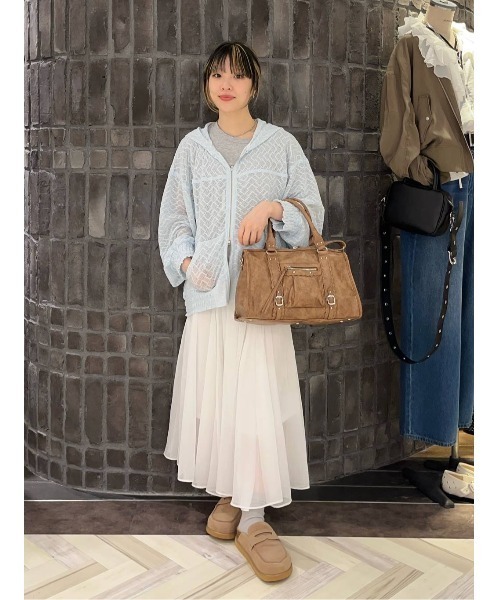 JEANASIS（ジーナシス）の「レースシアーZIPパーカーブルゾン/661793（パーカー・レディース・ライトブルー/ブラック/ホワイト・FREE）」の6枚目の写真