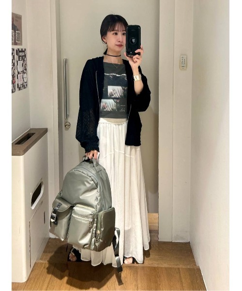 JEANASIS（ジーナシス）の「レースシアーZIPパーカーブルゾン/661793（パーカー・レディース・ライトブルー/ブラック/ホワイト・FREE）」の10枚目の写真