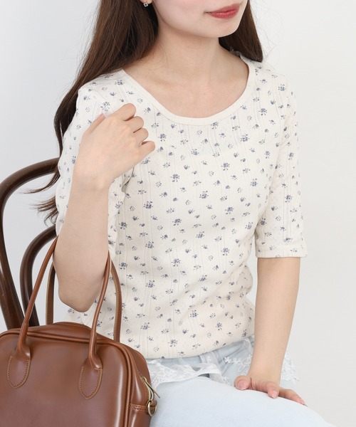 JEMORGAN（ジェーイーモーガン）の「JEMORGAN アイレットフライス花柄ハーフスリーブクルー（パック）（Tシャツ/カットソー・レディース・ブラック/ブルー/レッド・F）」の20枚目の写真