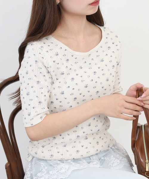 JEMORGAN（ジェーイーモーガン）の「JEMORGAN アイレットフライス花柄ハーフスリーブクルー（パック）（Tシャツ/カットソー・レディース・ブラック/ブルー/レッド・F）」の22枚目の写真