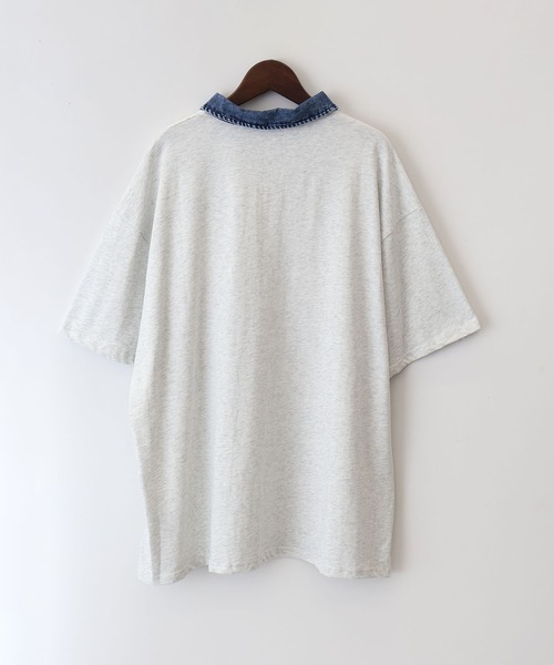 SpRay(スプレイ)の「デニム襟ハーフジップトップス(Tシャツ/カットソー・レディース・チャコールグレー/オフホワイト/ネイビー/オートミール・FREE)」の10枚目の写真