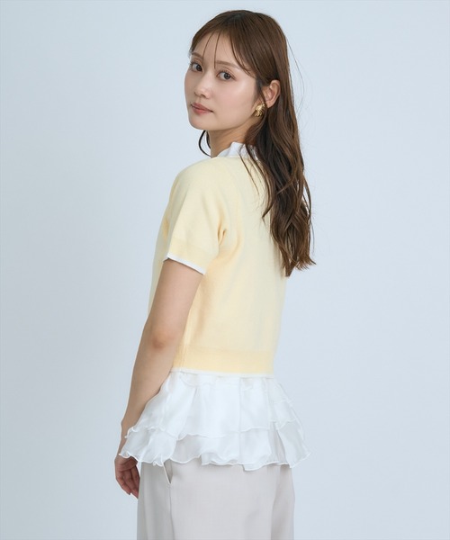 AND COUTURE(アンドクチュール)の「ポロニットプルオーバー×ペプラムキャミソール(ニット/セーター・レディース・ネイビー/グレー/イエロー・FREE)」の22枚目の写真