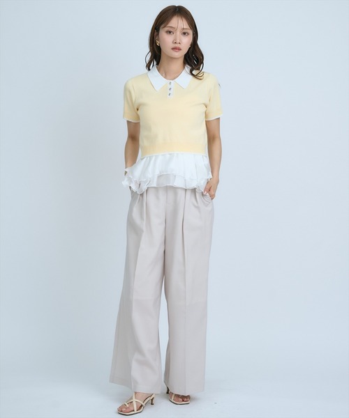 AND COUTURE(アンドクチュール)の「ポロニットプルオーバー×ペプラムキャミソール(ニット/セーター・レディース・ネイビー/グレー/イエロー・FREE)」の21枚目の写真