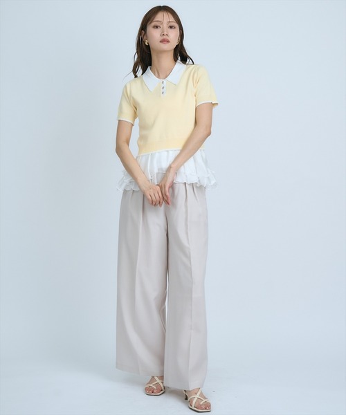 AND COUTURE(アンドクチュール)の「ポロニットプルオーバー×ペプラムキャミソール(ニット/セーター・レディース・ネイビー/グレー/イエロー・FREE)」の20枚目の写真