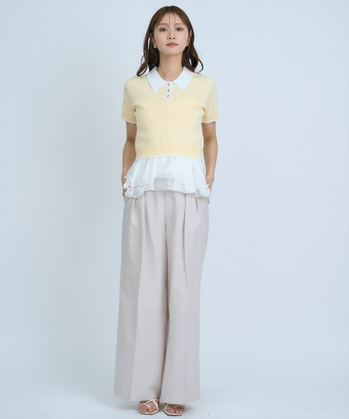 AND COUTURE(アンドクチュール)の「ポロニットプルオーバー×ペプラムキャミソール(ニット/セーター・レディース・ネイビー/グレー/イエロー・FREE)」の19枚目の写真