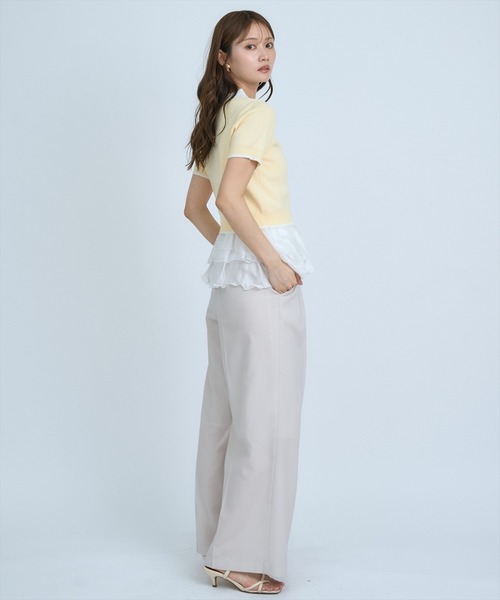 AND COUTURE(アンドクチュール)の「ポロニットプルオーバー×ペプラムキャミソール(ニット/セーター・レディース・ネイビー/グレー/イエロー・FREE)」の18枚目の写真