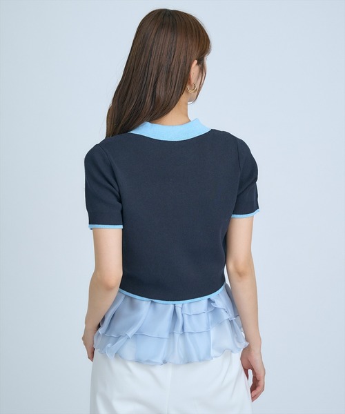 AND COUTURE(アンドクチュール)の「ポロニットプルオーバー×ペプラムキャミソール(ニット/セーター・レディース・ネイビー/グレー/イエロー・FREE)」の12枚目の写真