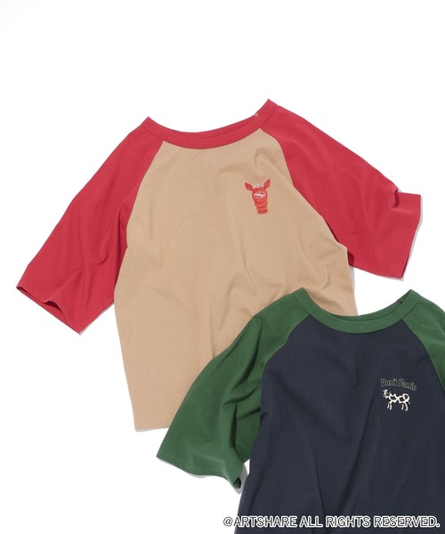 WIGGLE WIGGLE(ウィグルウィグル)の「【wiggle wiggle(ウィグルウィグル)】コラボ ラグランTシャツ(Tシャツ/カットソー・レディース・ベージュ/ネイビー/アイボリー・MEDIUM/LARGE)」の6枚目の写真