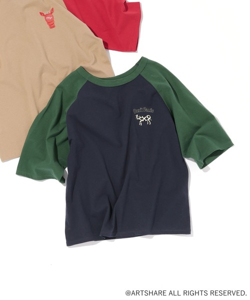 WIGGLE WIGGLE(ウィグルウィグル)の「【wiggle wiggle(ウィグルウィグル)】コラボ ラグランTシャツ(Tシャツ/カットソー・レディース・ベージュ/ネイビー/アイボリー・MEDIUM/LARGE)」の7枚目の写真