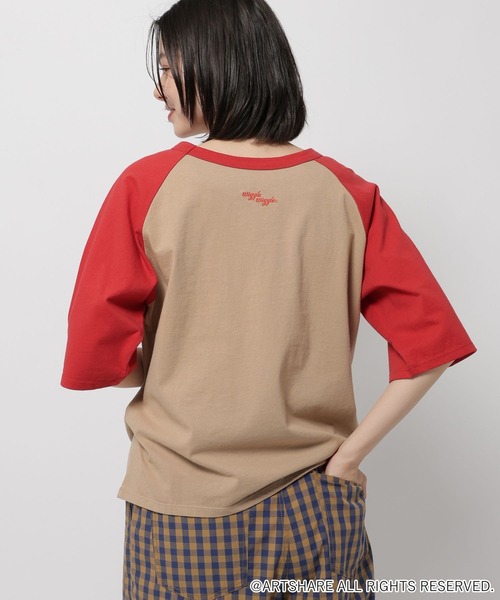 WIGGLE WIGGLE(ウィグルウィグル)の「【wiggle wiggle(ウィグルウィグル)】コラボ ラグランTシャツ(Tシャツ/カットソー・レディース・ベージュ/ネイビー/アイボリー・MEDIUM/LARGE)」の14枚目の写真