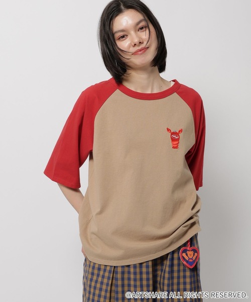 WIGGLE WIGGLE(ウィグルウィグル)の「【wiggle wiggle(ウィグルウィグル)】コラボ ラグランTシャツ(Tシャツ/カットソー・レディース・ベージュ/ネイビー/アイボリー・MEDIUM/LARGE)」の15枚目の写真