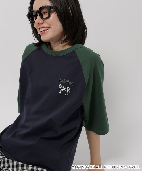 WIGGLE WIGGLE(ウィグルウィグル)の「【wiggle wiggle(ウィグルウィグル)】コラボ ラグランTシャツ(Tシャツ/カットソー・レディース・ベージュ/ネイビー/アイボリー・MEDIUM/LARGE)」の18枚目の写真