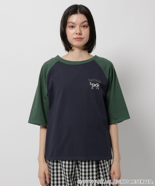 WIGGLE WIGGLE(ウィグルウィグル)の「【wiggle wiggle(ウィグルウィグル)】コラボ ラグランTシャツ(Tシャツ/カットソー・レディース・ベージュ/ネイビー/アイボリー・MEDIUM/LARGE)」の20枚目の写真