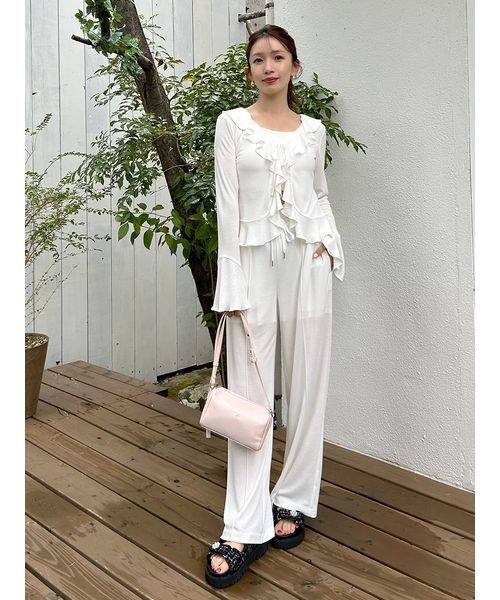 LILY BROWN(リリーブラウン)の「【LUMISHADE】カットロングパンツ(その他パンツ・レディース・チャコールグレー/ホワイト/ピンク・F)」の15枚目の写真