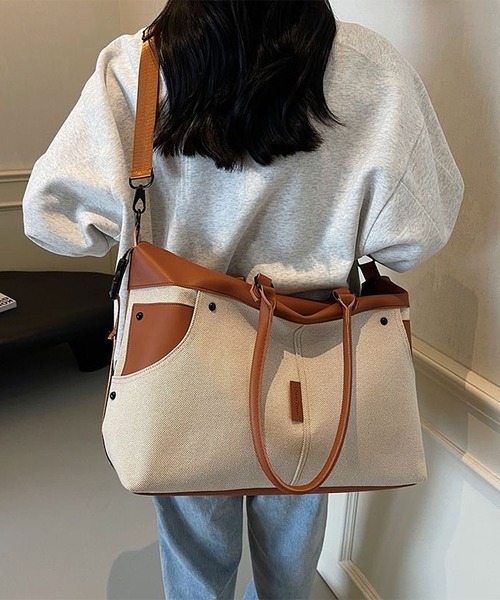 STYLE NUMBER(スタイルナンバー)の「【 STYLE NUMBER / スタイルナンバー 】 キャンバスコンビ ボストン ショルダー バッグ(ショルダーバッグ・メンズ・ブラック/ブラウン/ベージュ・FREE)」の2枚目の写真