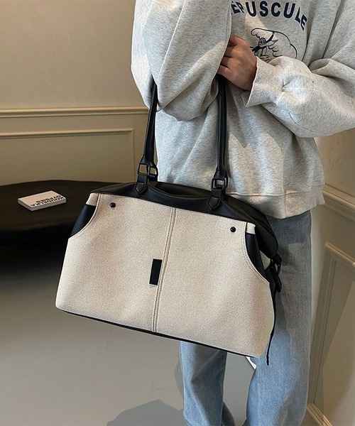 STYLE NUMBER(スタイルナンバー)の「【 STYLE NUMBER / スタイルナンバー 】 キャンバスコンビ ボストン ショルダー バッグ(ショルダーバッグ・メンズ・ブラック/ブラウン/ベージュ・FREE)」の1枚目の写真