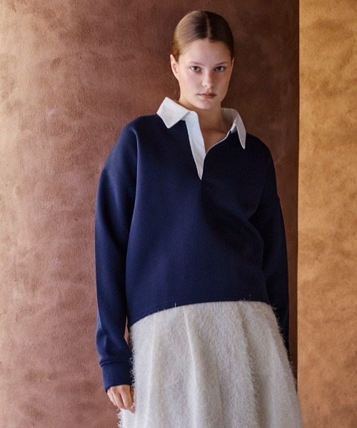 COMMON+HAUS(コモンハウス)の「スキッパーダンボールスウェット(スウェット・レディース・トップグレー/アイボリー/ネイビー・FREE)」の2枚目の写真