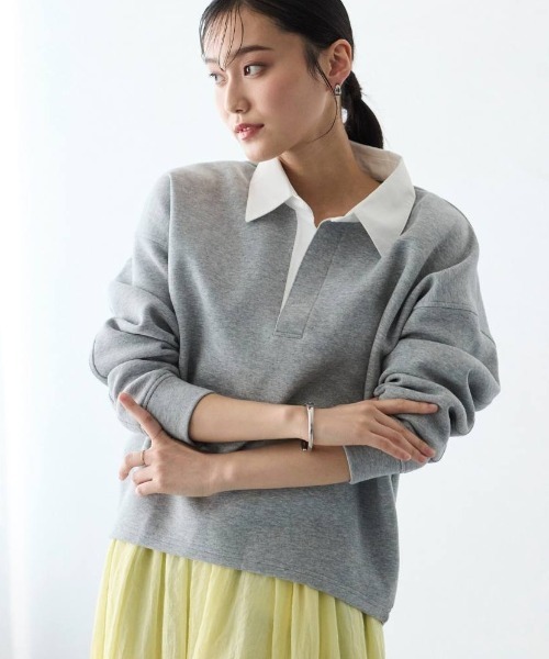 COMMON+HAUS(コモンハウス)の「スキッパーダンボールスウェット(スウェット・レディース・トップグレー/アイボリー/ネイビー・FREE)」の1枚目の写真