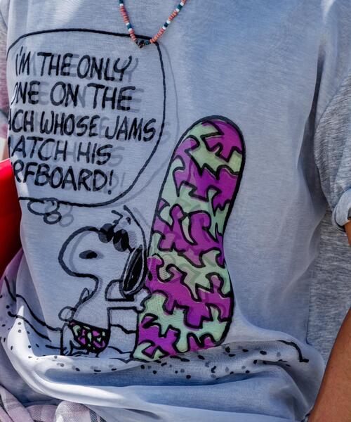 TRIPPY ART(トリッピーアート)の「TRIPPY ART(トリッピーアート)SNOOPY ON THE BEACH 3D TEE(Tシャツ/カットソー・メンズ・ホワイト/グレー・L/S/M)」の5枚目の写真