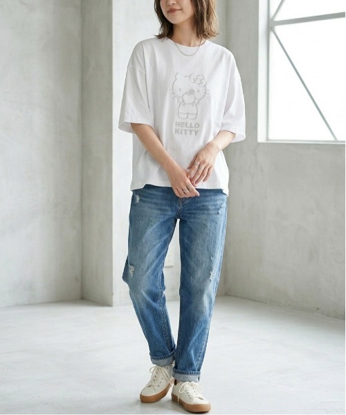sanrio(サンリオ)の「【SANRIO/サンリオ】キャラクタープリント 半袖WIDEシルエットTシャツ(HELLO KITTY/ハローキティ)(Tシャツ/カットソー・レディース・オフホワイト/ブラック/ライトピンク/ネイビー・MEDIUM/LARGE)」の19枚目の写真