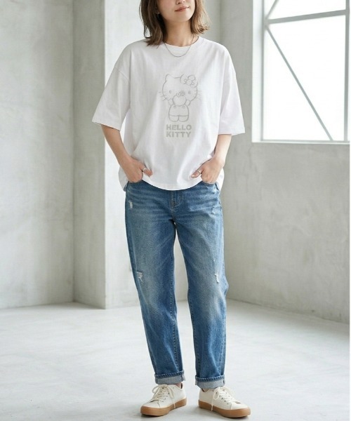 sanrio(サンリオ)の「【SANRIO/サンリオ】キャラクタープリント 半袖WIDEシルエットTシャツ(HELLO KITTY/ハローキティ)(Tシャツ/カットソー・レディース・オフホワイト/ブラック/ライトピンク/ネイビー・MEDIUM/LARGE)」の20枚目の写真