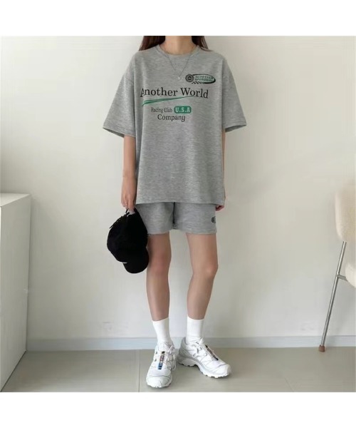 CHEER(チアー)の「RacingプリントTシャツ×ショートパンツSET(セットアップ・レディース・ライトグレー/ブラック/グレー・M)」の20枚目の写真