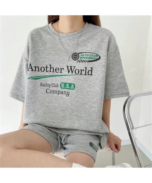 CHEER(チアー)の「RacingプリントTシャツ×ショートパンツSET(セットアップ・レディース・ライトグレー/ブラック/グレー・M)」の22枚目の写真