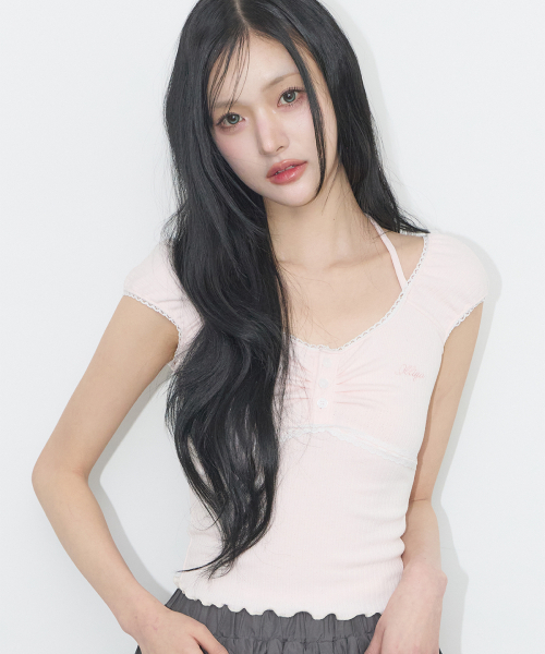 ILLIGO（イリゴ）の「ボタンホルタースリーブレスピンク（Tシャツ/カットソー・レディース・その他・OS）」の2枚目の写真