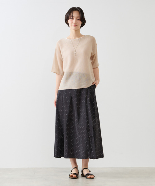 MELROSE claire（メルローズ クレール）の「【アソートプリントラップ風スカート】（スカート・レディース・ナチュラル/ブラック/ネイビー/グリーン・FREE）」の21枚目の写真