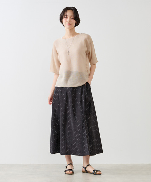 MELROSE claire（メルローズ クレール）の「【アソートプリントラップ風スカート】（スカート・レディース・ナチュラル/ブラック/ネイビー/グリーン・FREE）」の19枚目の写真