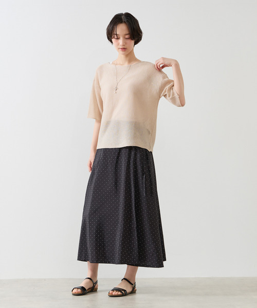 MELROSE claire（メルローズ クレール）の「【アソートプリントラップ風スカート】（スカート・レディース・ナチュラル/ブラック/ネイビー/グリーン・FREE）」の18枚目の写真
