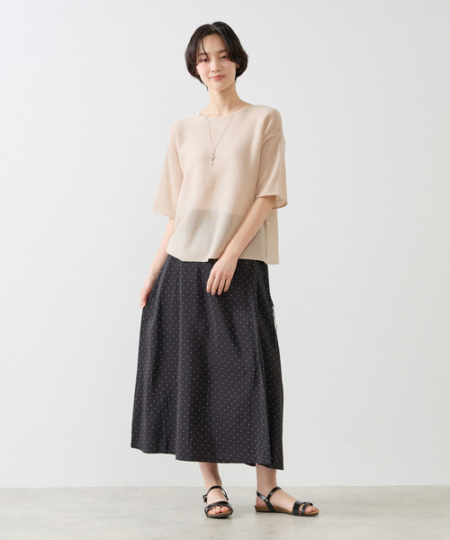 MELROSE claire（メルローズ クレール）の「【アソートプリントラップ風スカート】（スカート・レディース・ナチュラル/ブラック/ネイビー/グリーン・FREE）」の12枚目の写真