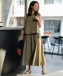 【セットアップ着用可/ウエストゴム】FINE MOVE パンチング ドット スカート