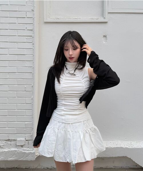 VOONT（ブント）の「Shirring High Neck Sleeveless (IVORY)（Tシャツ/カットソー・レディース・アイボリー・OS）」の4枚目の写真