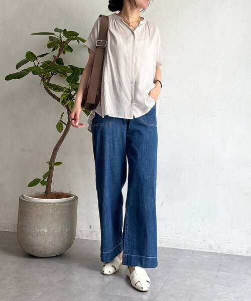 un dix cors(アンディコール)の「バック切替麻調シアーブラウス(シャツ/ブラウス・レディース・ブラック/アイボリー/ブルー/ブラウン・FREE)」の9枚目の写真