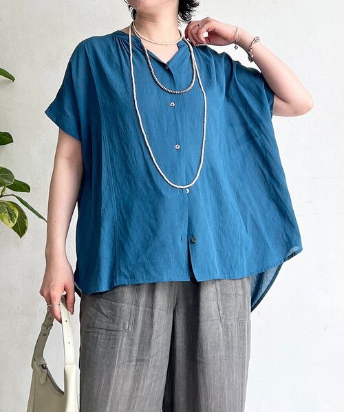 un dix cors(アンディコール)の「バック切替麻調シアーブラウス(シャツ/ブラウス・レディース・ブラック/アイボリー/ブルー/ブラウン・FREE)」の18枚目の写真