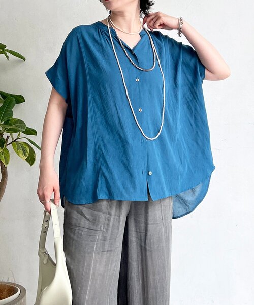 un dix cors(アンディコール)の「バック切替麻調シアーブラウス(シャツ/ブラウス・レディース・ブラック/アイボリー/ブルー/ブラウン・FREE)」の20枚目の写真