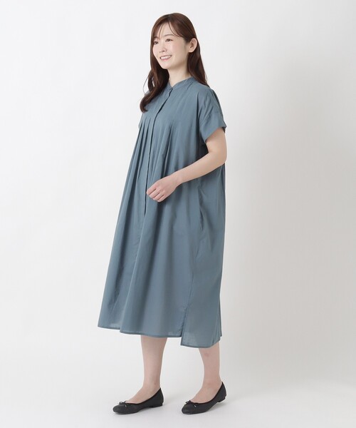 one'sterrace(ワンズテラス)の「スタンドカラー 半袖キャンブリックワンピース(ワンピース・レディース・ダークブラウン系8/ベージュ系8/ブルー系その他7/オレンジ系その他5・02)」の18枚目の写真