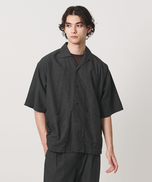 FILL THE BILL（フィルザビル）の「【別注】＜FILL THE BILL＞CHAMBRAY OPENCOLLAR SHIRT/オープンカラーシャツ（シャツ/ブラウス・メンズ・ネイビー/ブラック・2/1）」の2枚目の写真