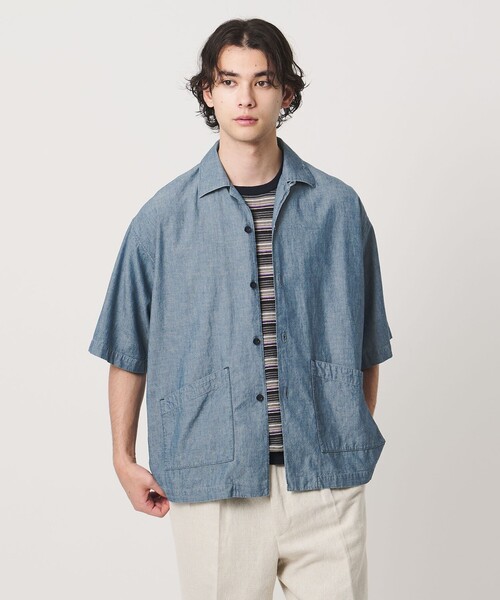FILL THE BILL（フィルザビル）の「【別注】＜FILL THE BILL＞CHAMBRAY OPENCOLLAR SHIRT/オープンカラーシャツ（シャツ/ブラウス・メンズ・ネイビー/ブラック・2/1）」の3枚目の写真