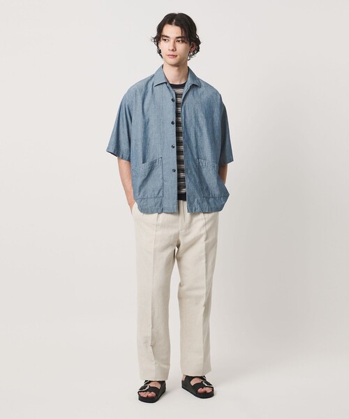 FILL THE BILL（フィルザビル）の「【別注】＜FILL THE BILL＞CHAMBRAY OPENCOLLAR SHIRT/オープンカラーシャツ（シャツ/ブラウス・メンズ・ネイビー/ブラック・2/1）」の4枚目の写真