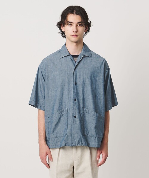 FILL THE BILL（フィルザビル）の「【別注】＜FILL THE BILL＞CHAMBRAY OPENCOLLAR SHIRT/オープンカラーシャツ（シャツ/ブラウス・メンズ・ネイビー/ブラック・2/1）」の5枚目の写真