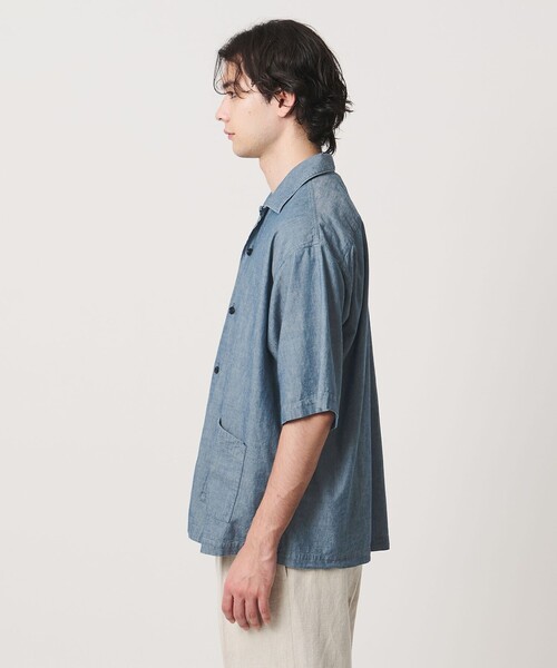 FILL THE BILL（フィルザビル）の「【別注】＜FILL THE BILL＞CHAMBRAY OPENCOLLAR SHIRT/オープンカラーシャツ（シャツ/ブラウス・メンズ・ネイビー/ブラック・2/1）」の6枚目の写真