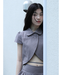 UGLY SHADOW（アグリーシャドウ）の「CHECKERED DOUBLE BLOUSE(BROWN)（シャツ/ブラウス）」