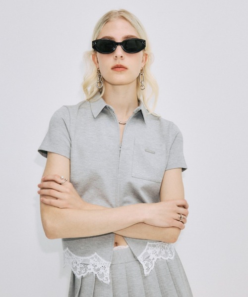 JOSE MOON（ジョゼムーン）の「CUTSEW LACE ZIPUP/カットソーレース