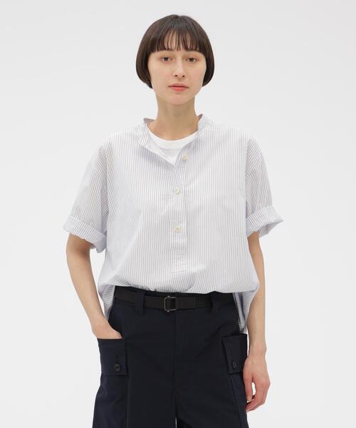 MHL. GARMENT DYE BASIC POPLIN SHIRT 日本製 MHL./GARMENT DYE BASIC POPLIN STAND SHIRTS (WHITE)