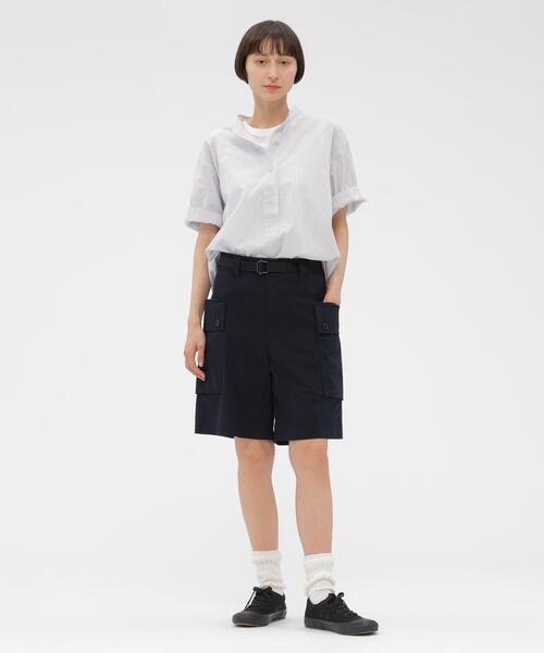 MHL.(エムエイチエル)の「YARN DYED COTTON VOILE SHIRT(シャツ/ブラウス・レディース・ブルー/カーキ・1/2)」の3枚目の写真