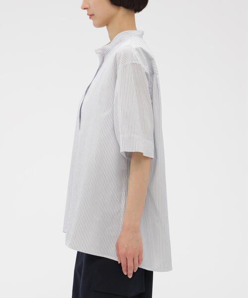 MHL.(エムエイチエル)の「YARN DYED COTTON VOILE SHIRT(シャツ/ブラウス・レディース・ブルー/カーキ・1/2)」の4枚目の写真