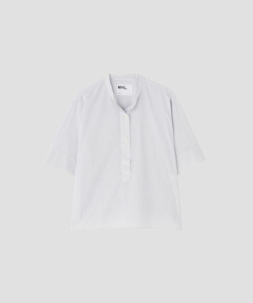 MHL.(エムエイチエル)の「YARN DYED COTTON VOILE SHIRT(シャツ/ブラウス・レディース・ブルー/カーキ・1/2)」の5枚目の写真
